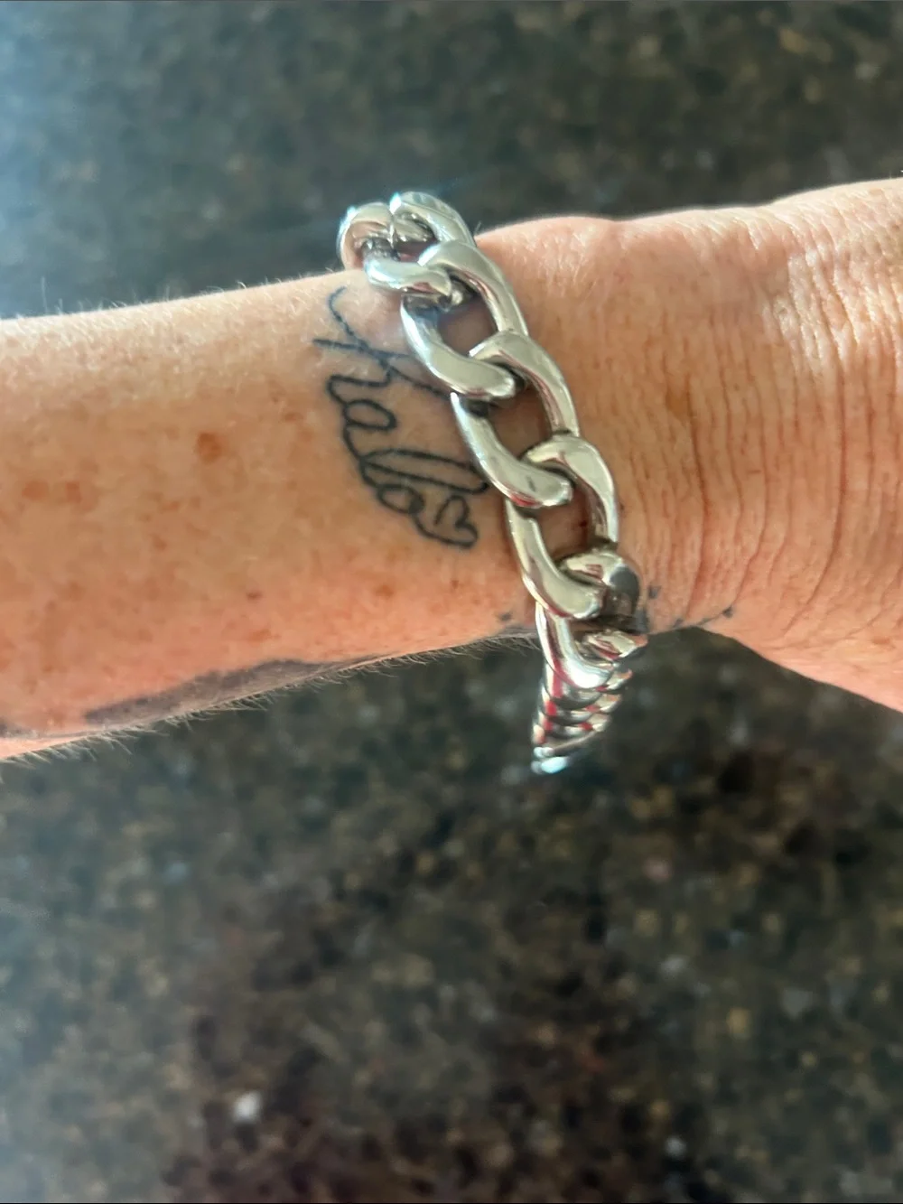 Polished Silver-Tone Cuban Link Bracelet for Men
